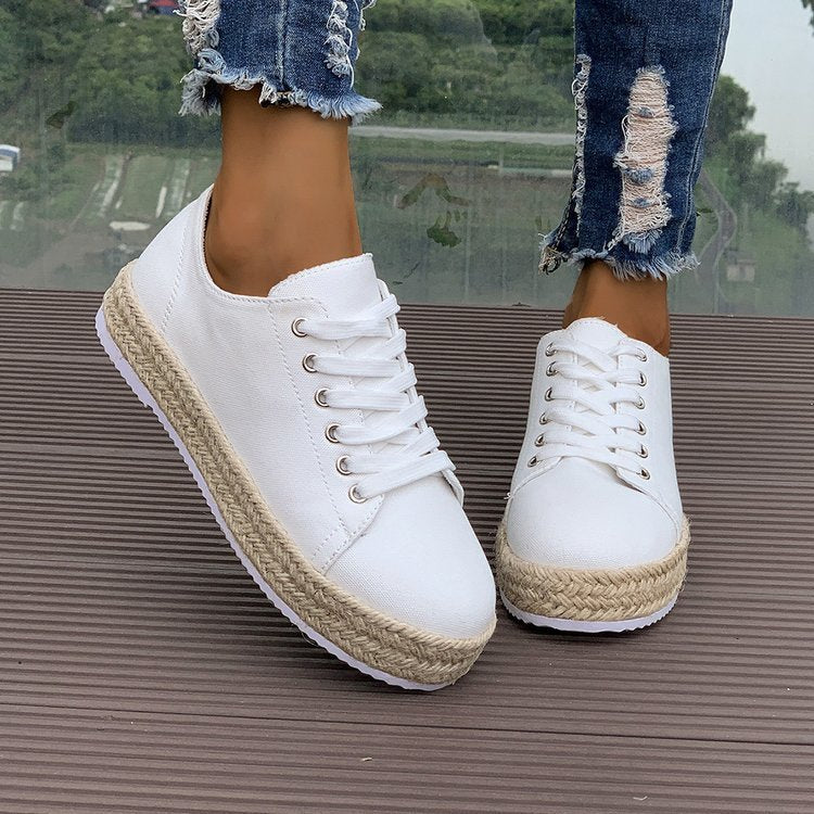 Women's Flat Shoes Comfortable Platform Fashion Personality Woven Casual Pumps