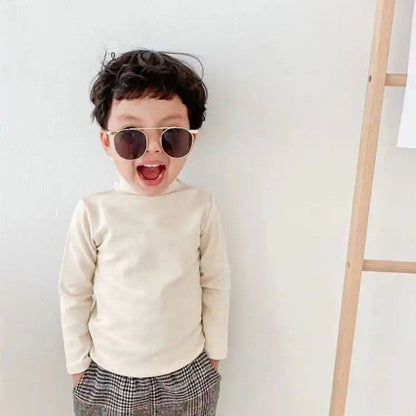 Autumn Winter Long Sleeve T-shirts For Boys And Girls And Cashmere Warm Tops