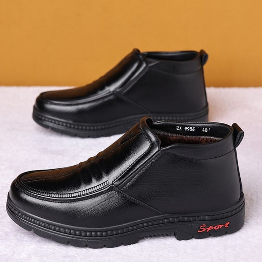 Men's Warm With Velvet Genuine Leather Soft Bottom Leather Shoes