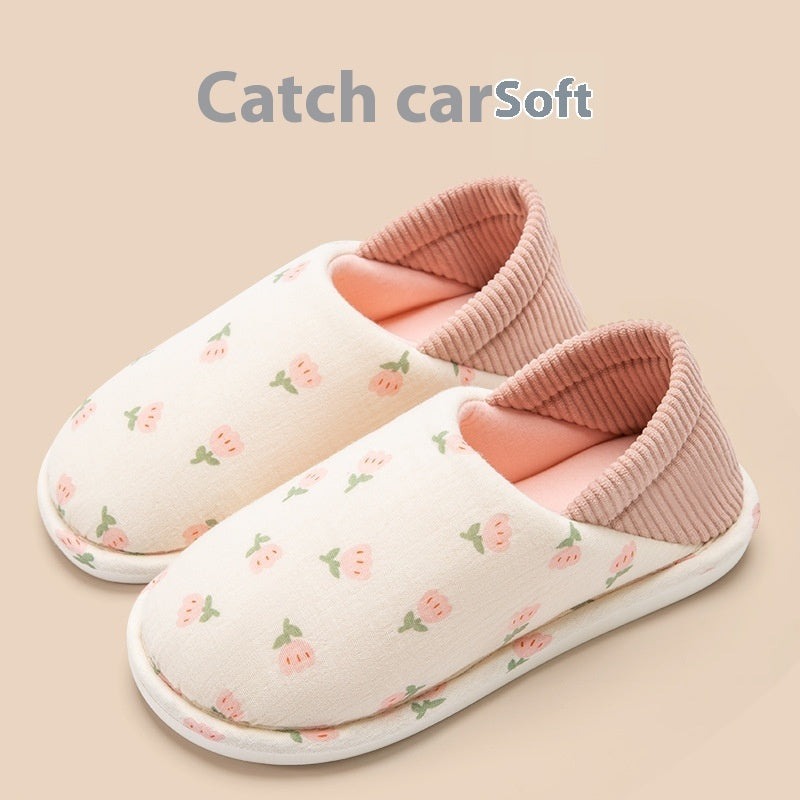 Women's Spring And Autumn Lightweight Bag Heel Warm Double Wear Indoor Cotton Slippers