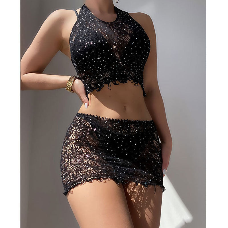 Two-piece Mesh Split Swimsuit For Women