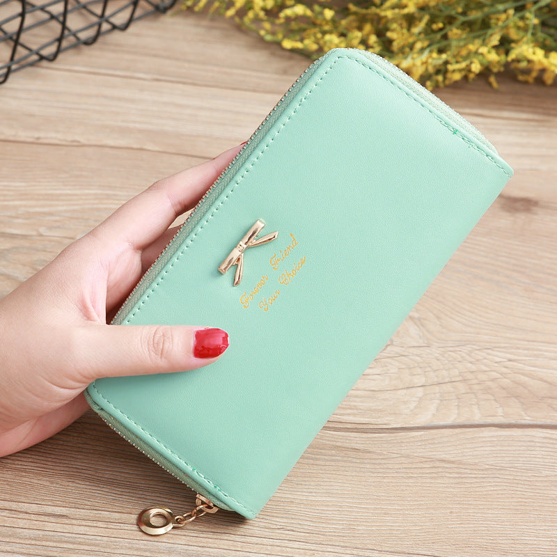 Women's Solid Color Bow Two-layer Wallet