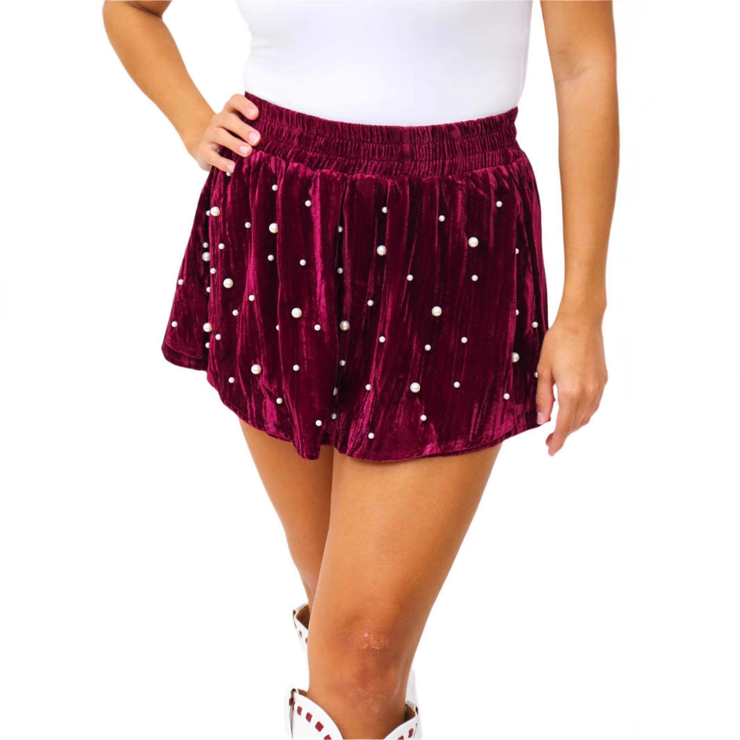 Women's Pearl Broken Velvet Skirt