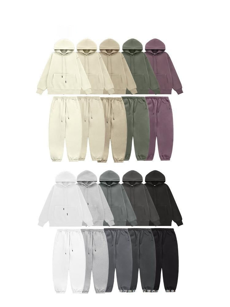 Fleece-lined Thick Hooded 10 Color Fleece Sweater Sweatpants