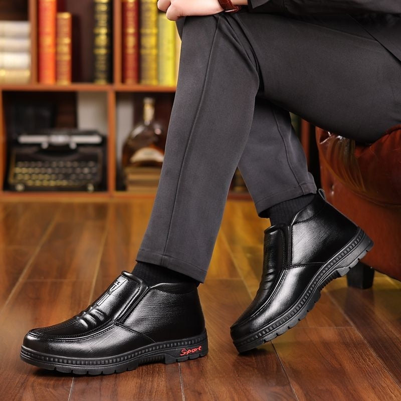 Men's Warm With Velvet Genuine Leather Soft Bottom Leather Shoes