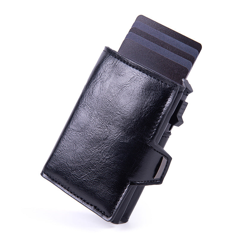 Men's High-grade Folding Leather Carbon Fiber Card Package