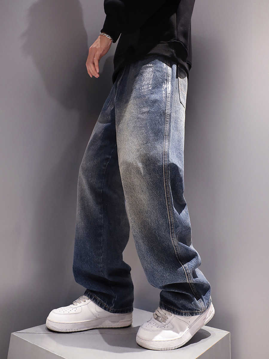 Washed-out Vintage Jeans Men's Straight Loose Trousers