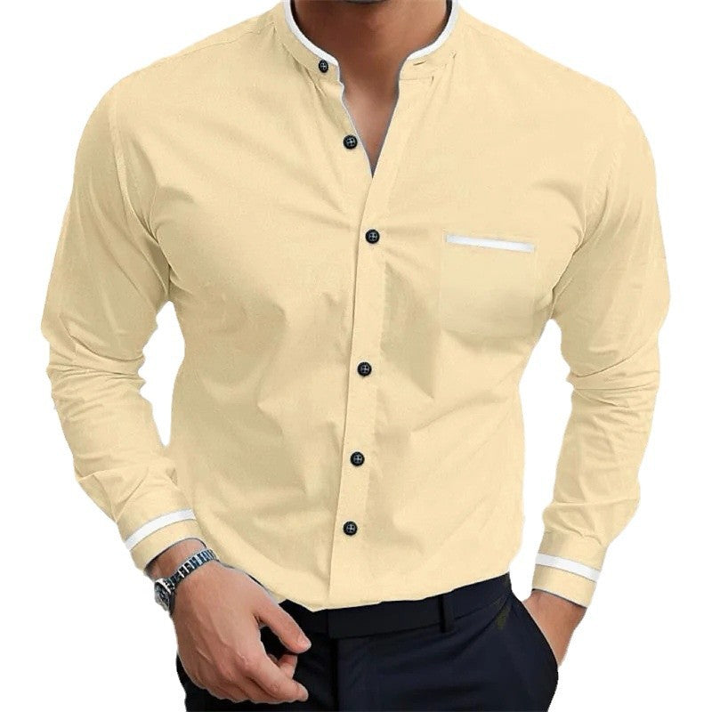 Simple Pure Color All-matching Loose Single-breasted Stand Collar Shirt