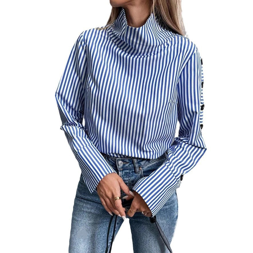 Striped Urban Casual Thin Long-sleeved Shirt