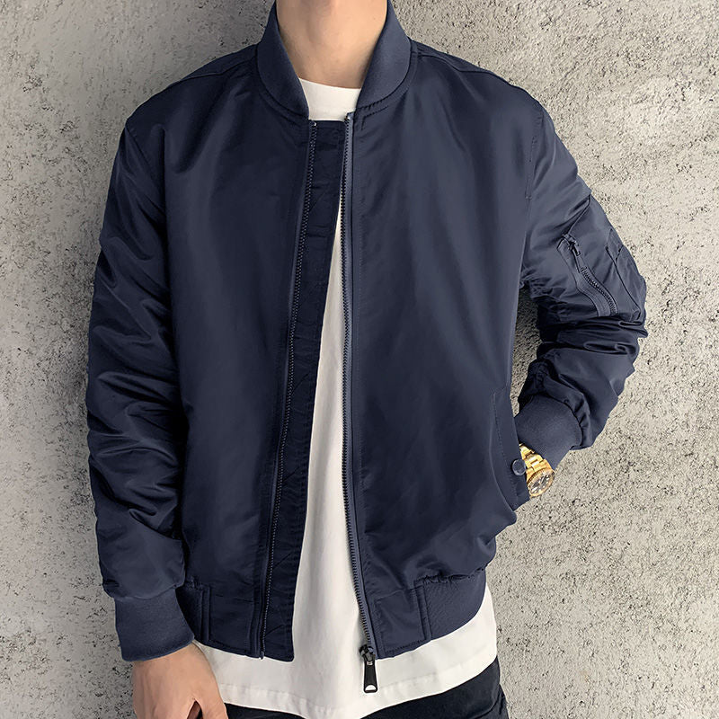 Solid Color Jacket Men's Casual Baseball Top Coat