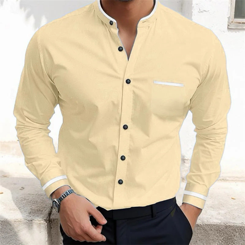 Simple Pure Color All-matching Loose Single-breasted Stand Collar Shirt