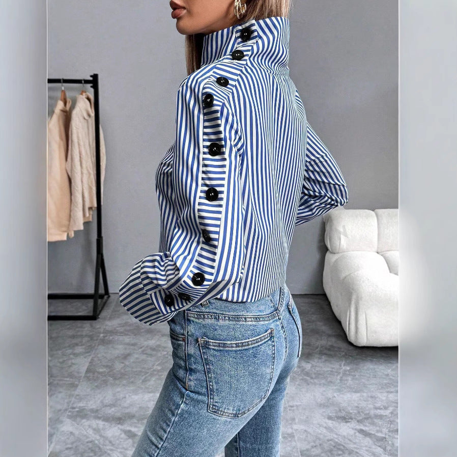 Striped Urban Casual Thin Long-sleeved Shirt