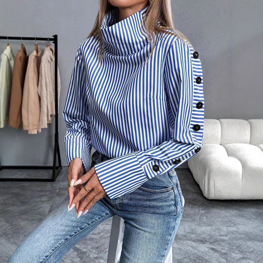 Striped Urban Casual Thin Long-sleeved Shirt