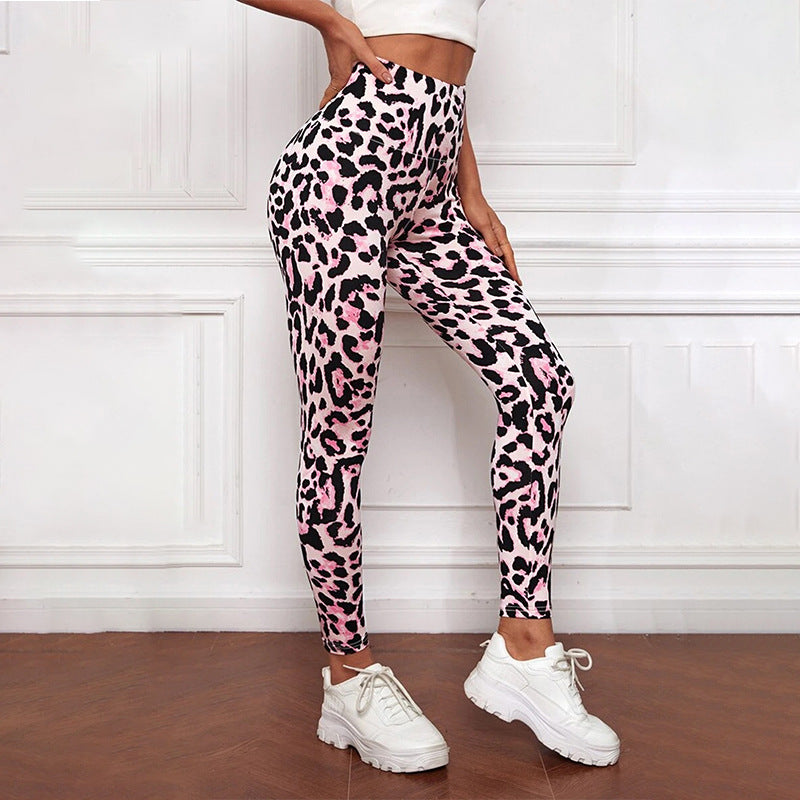 Leopard Print Print Yoga Pants Fitness Sports Tights Outer Wear