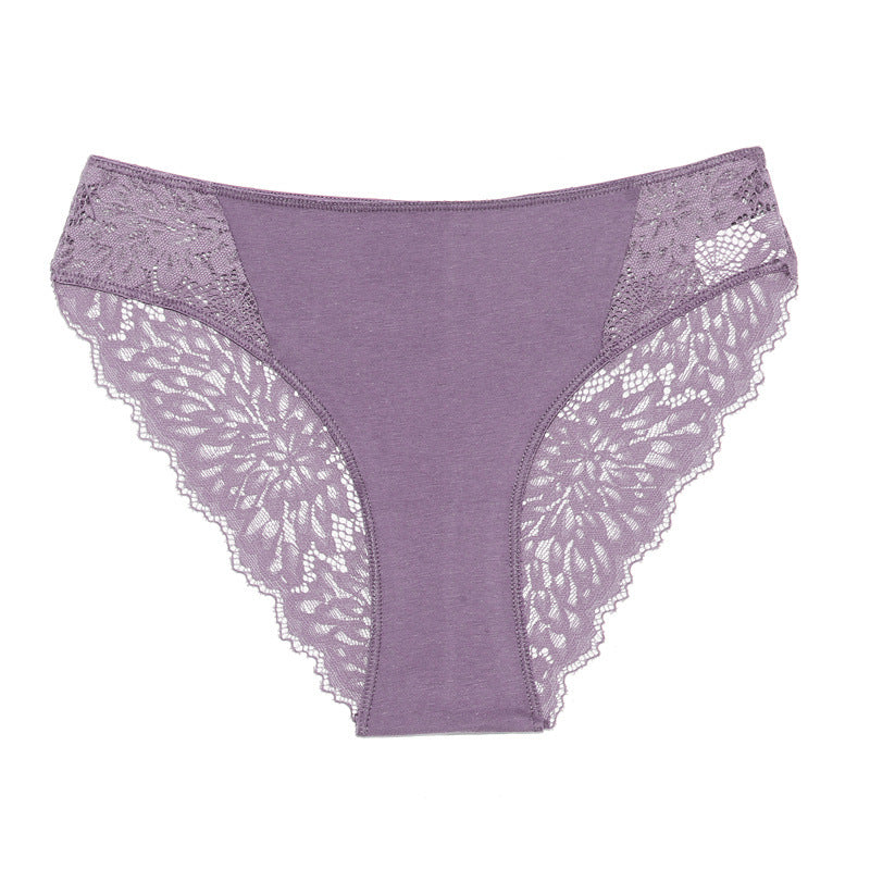 Women's Cotton Lace Stitching Briefs