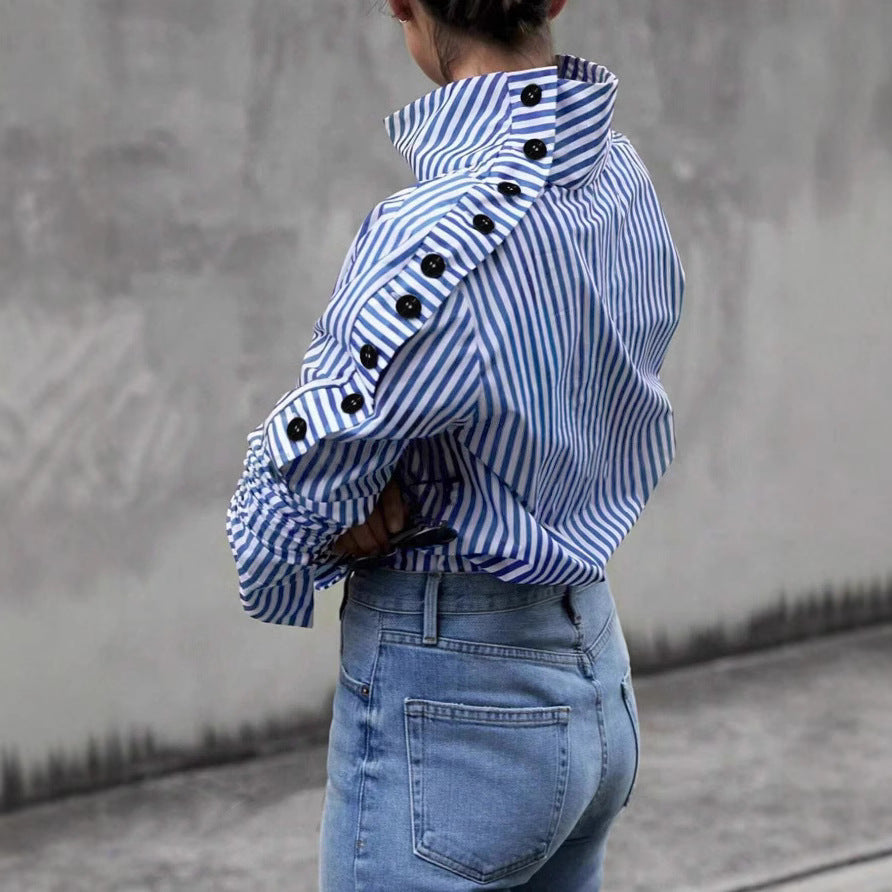 Striped Urban Casual Thin Long-sleeved Shirt