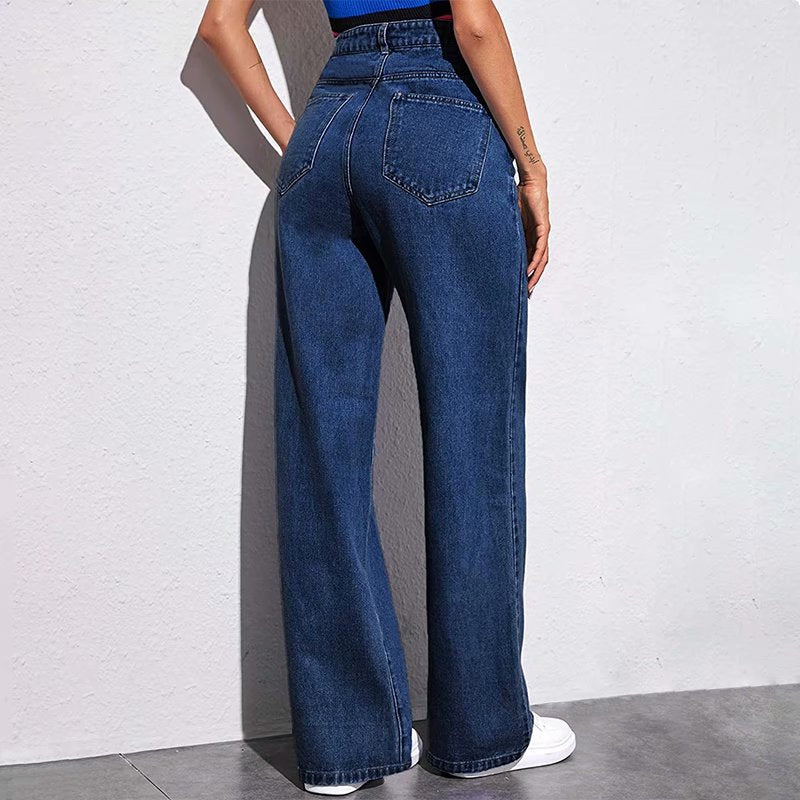 High Waist Wide Leg Jeans Slim Mop Straight Retro Hanging