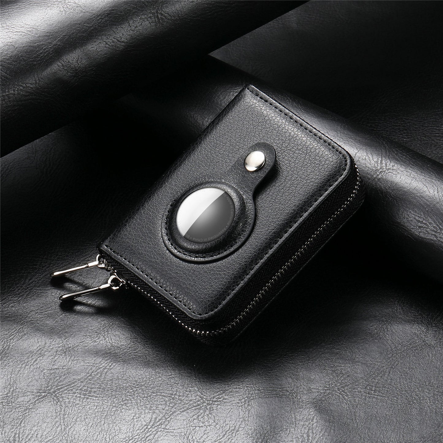 RFID Double Zip Wallet Sets Carbon Fiber PU Storage Card Sleeve