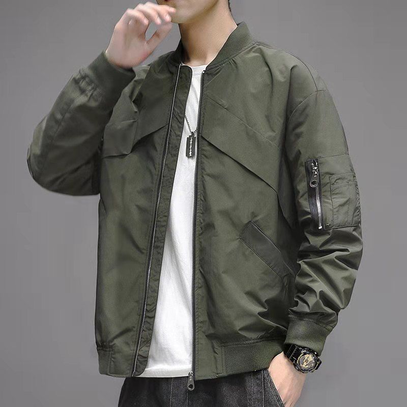 Solid Color Jacket Men's Casual Baseball Top Coat