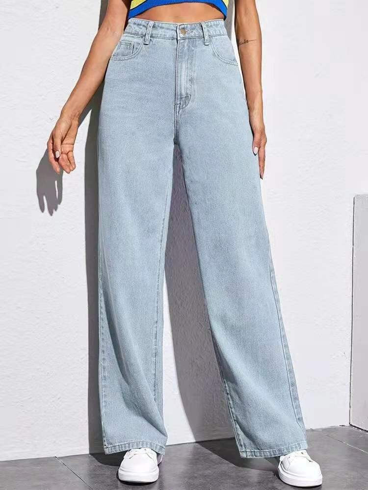 High Waist Wide Leg Jeans Slim Mop Straight Retro Hanging