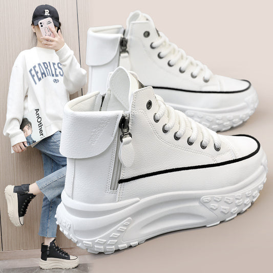 Round Toe Shoes Platform Height Increasing Casual Sneakers