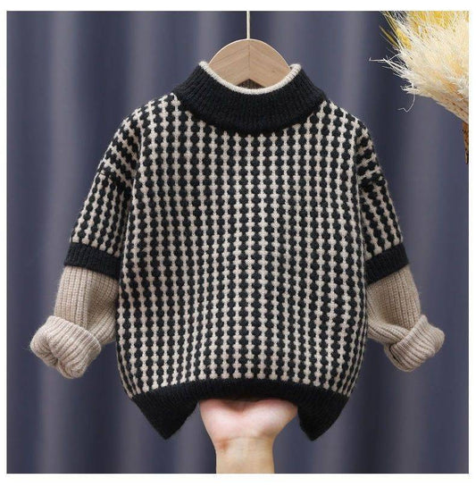 Fashion Simple Solid Color Children's Thickened Sweater