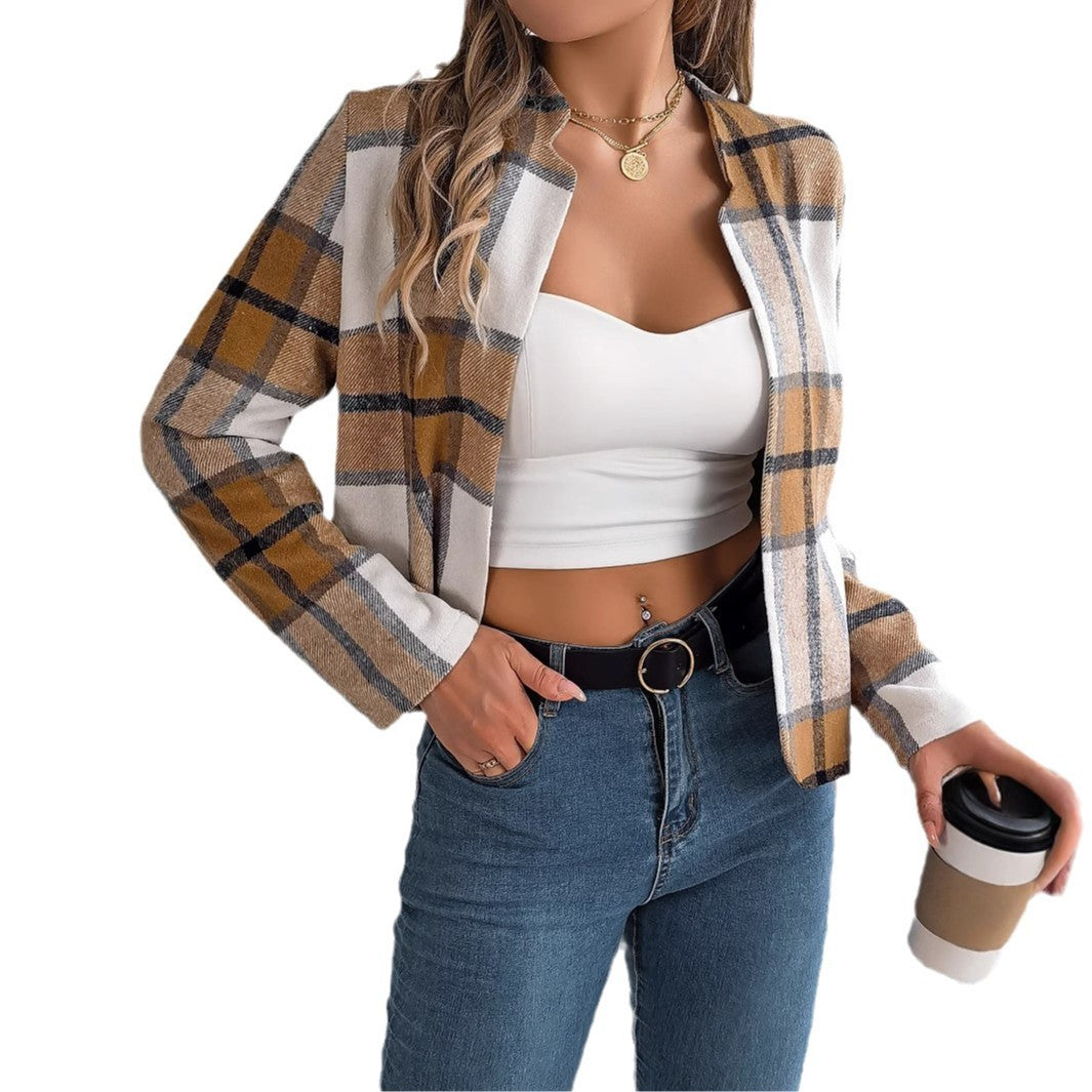 Plaid Long Sleeve Woolen Cloth Sets