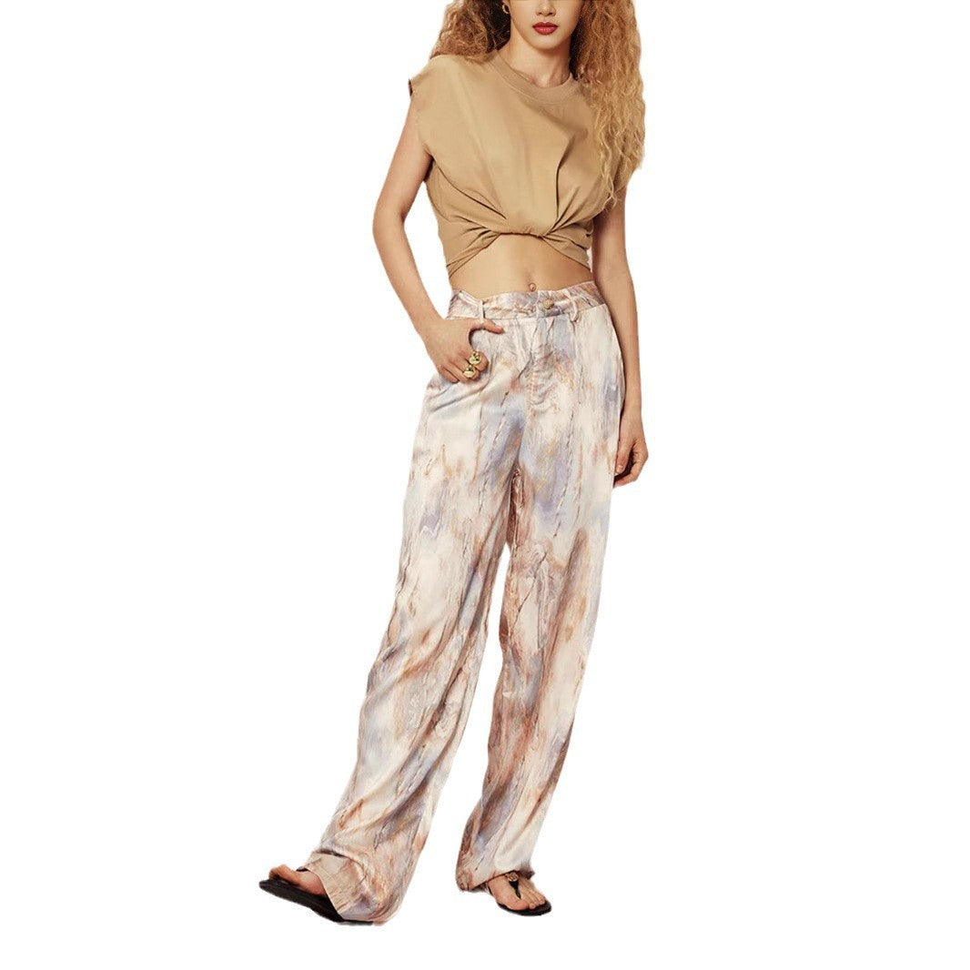 Summer New High Waist Retro Printed Trousers