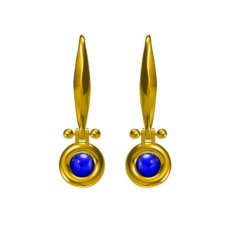 Full Of Literary And Artistic Design Egyptian Natural Lapis Lazuli Earrings