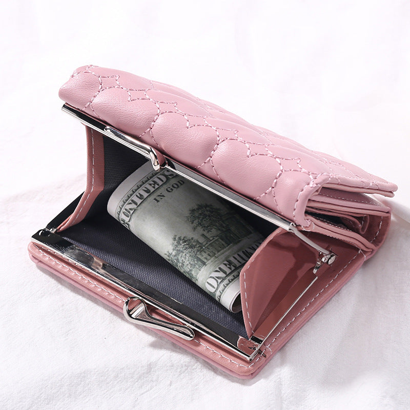 Short Chic Embroidery Thread Small Wallet Female Fresh