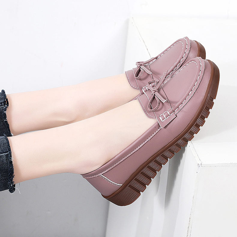 Summer Leather Breathable Women's Soft-soled Leather Shoes