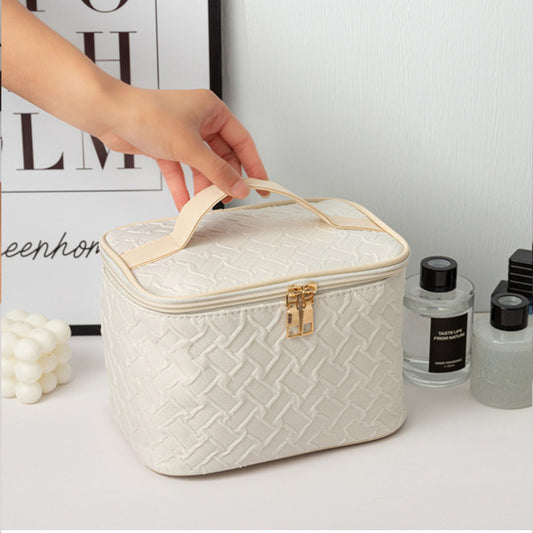 White Large Capacity Portable Travel Makeup Bag