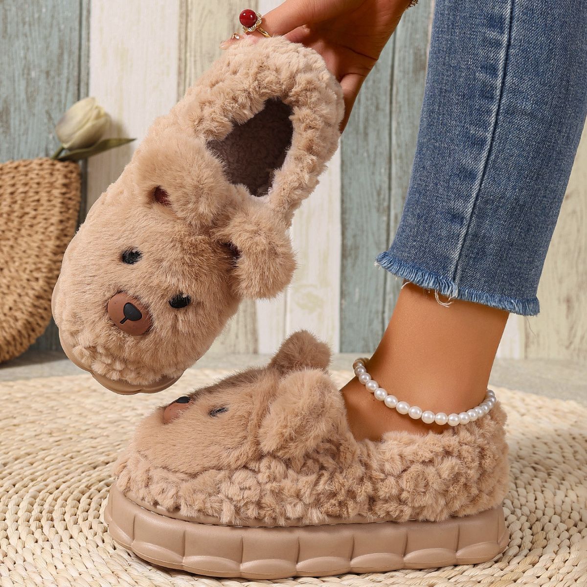 New Warm Indoor Plush Cartoon Cotton Shoes For External Wear