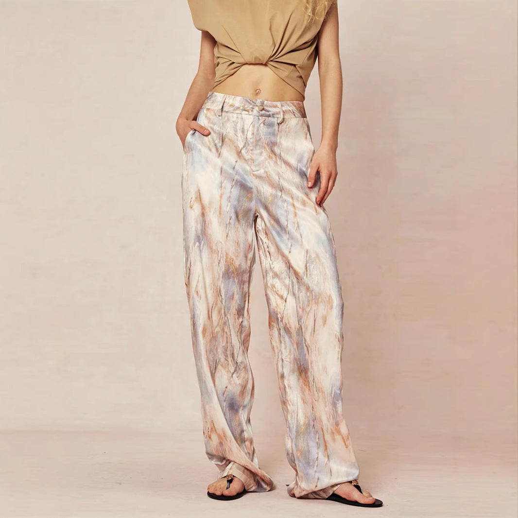 Summer New High Waist Retro Printed Trousers