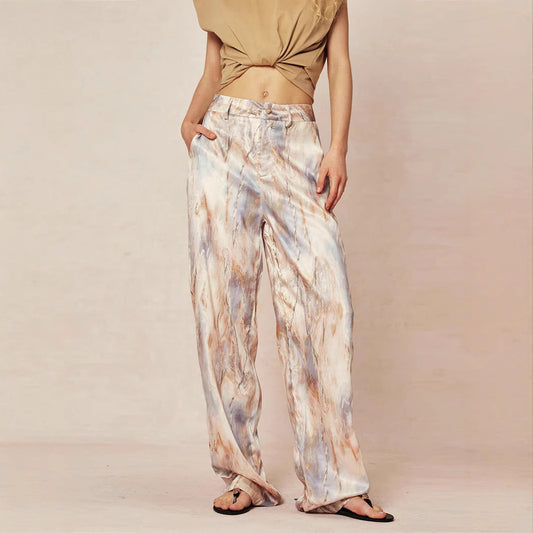 Summer New High Waist Retro Printed Trousers