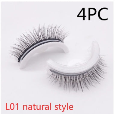 Reusable 3D Mink Lashes Natural False Eyelashes Self Adhesive Fake Glue Free Makeup Eyelash Extension Silk