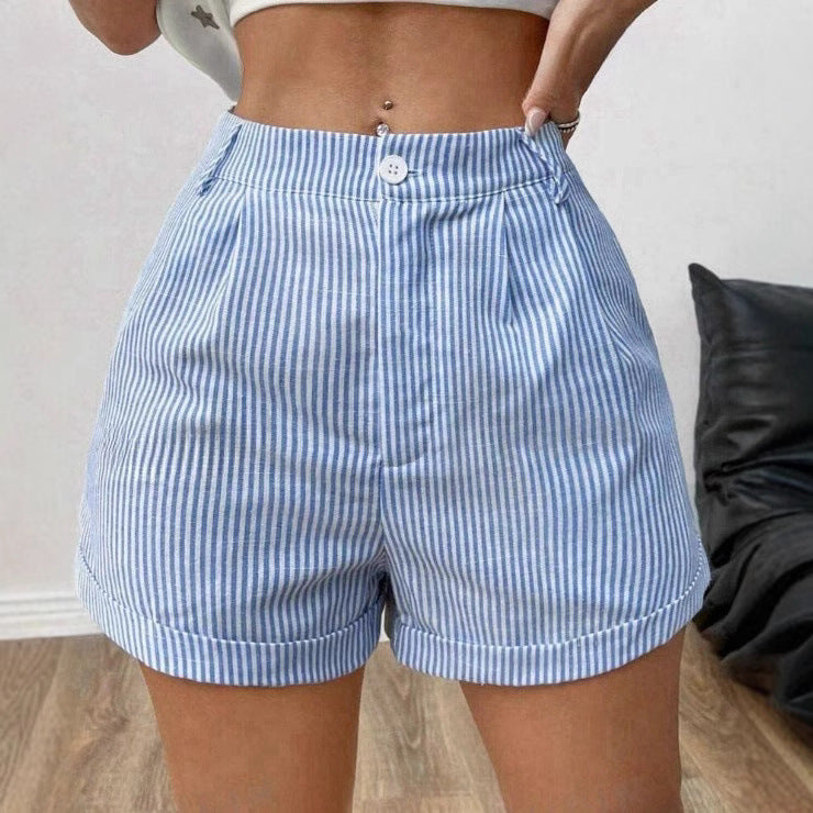 Women's Fashion Striped Pocket Shorts