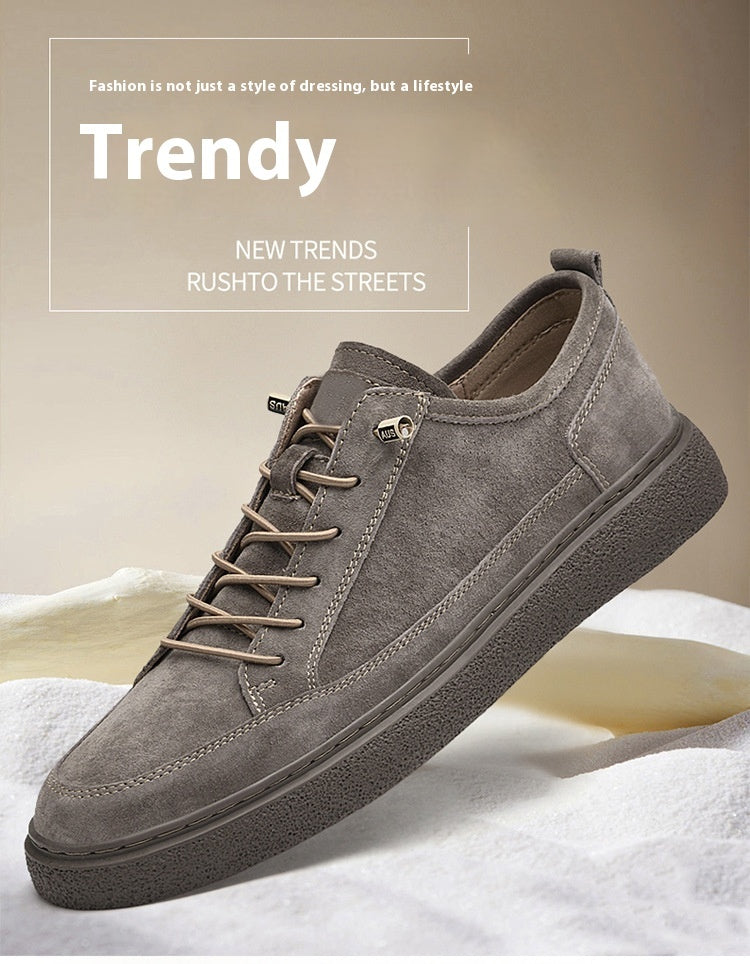 Pigskin Breathable Trendy Stylish Retro Minimalism All-match Soft Bottom No-tie Casual Shoes