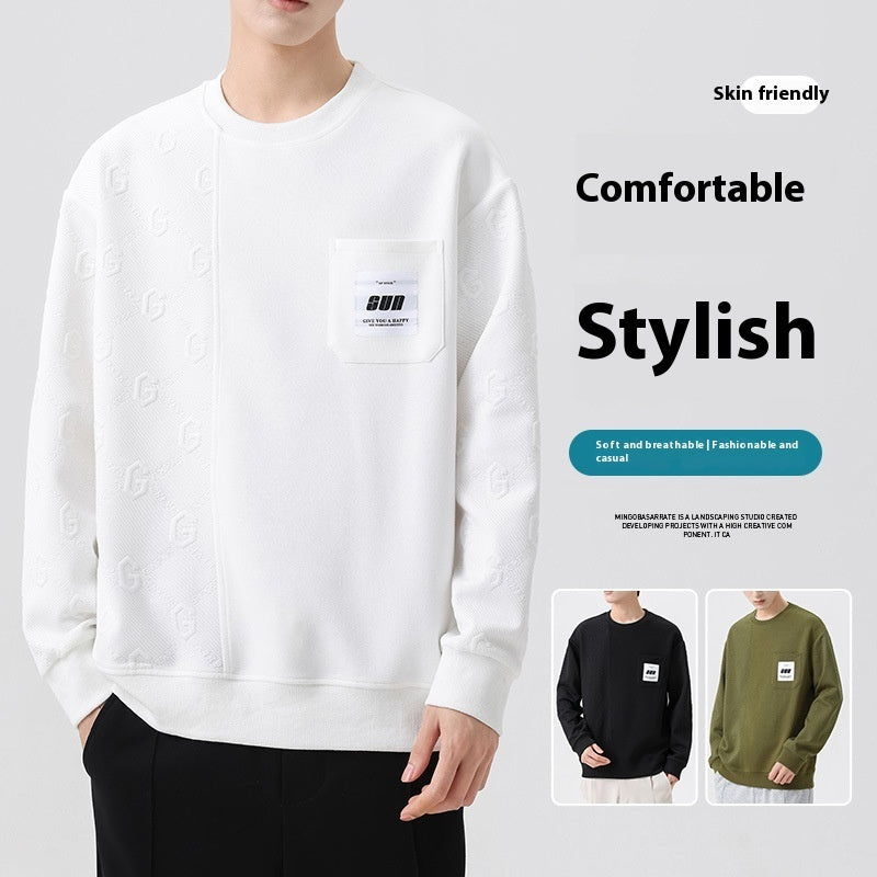 Design Sense Niche Korean Style Trendy Plus Size Men's Round Neck Loose Bottoming Shirt