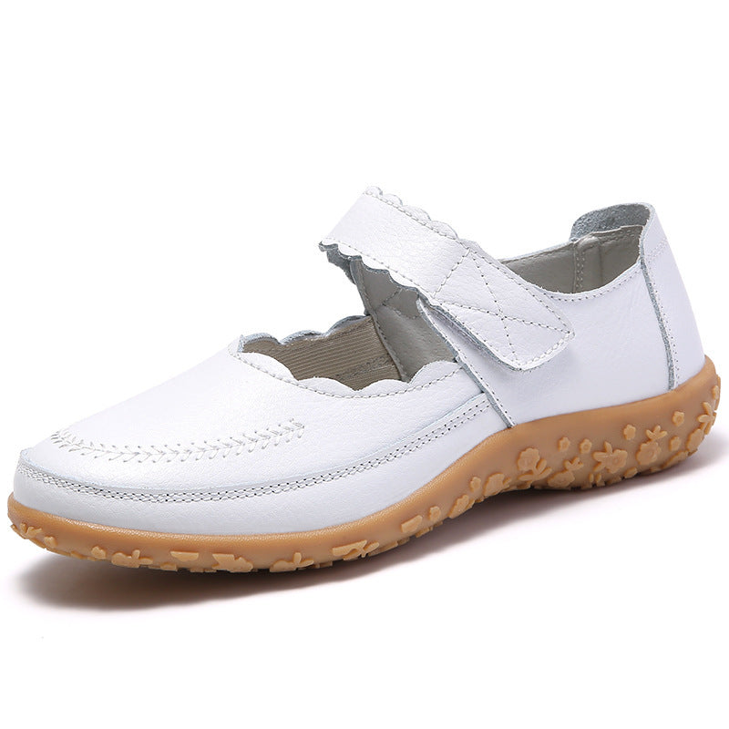 Casual Flat Hollowed Leather Shoes Round Toe Soft British Style Japanese Gommino