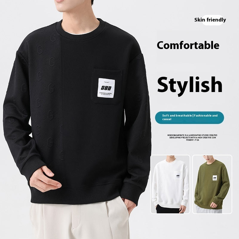 Design Sense Niche Korean Style Trendy Plus Size Men's Round Neck Loose Bottoming Shirt