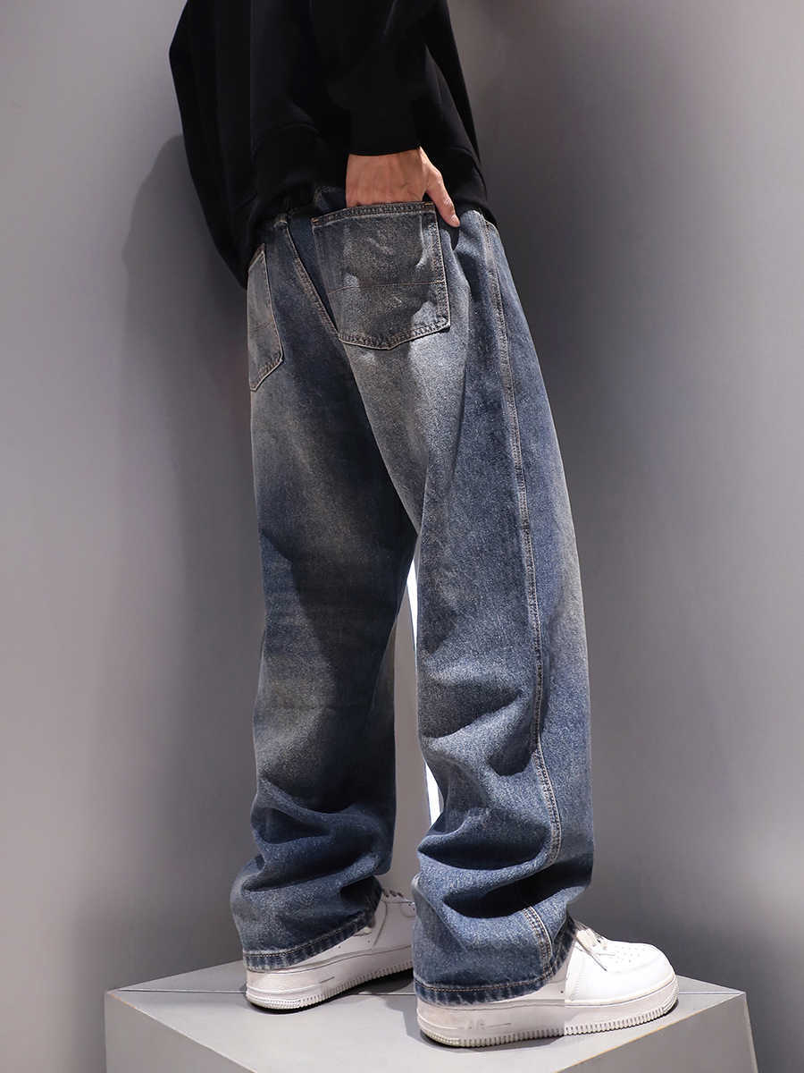 Washed-out Vintage Jeans Men's Straight Loose Trousers