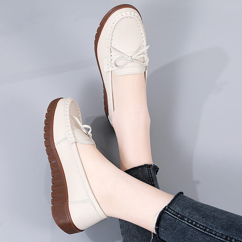 Summer Leather Breathable Women's Soft-soled Leather Shoes