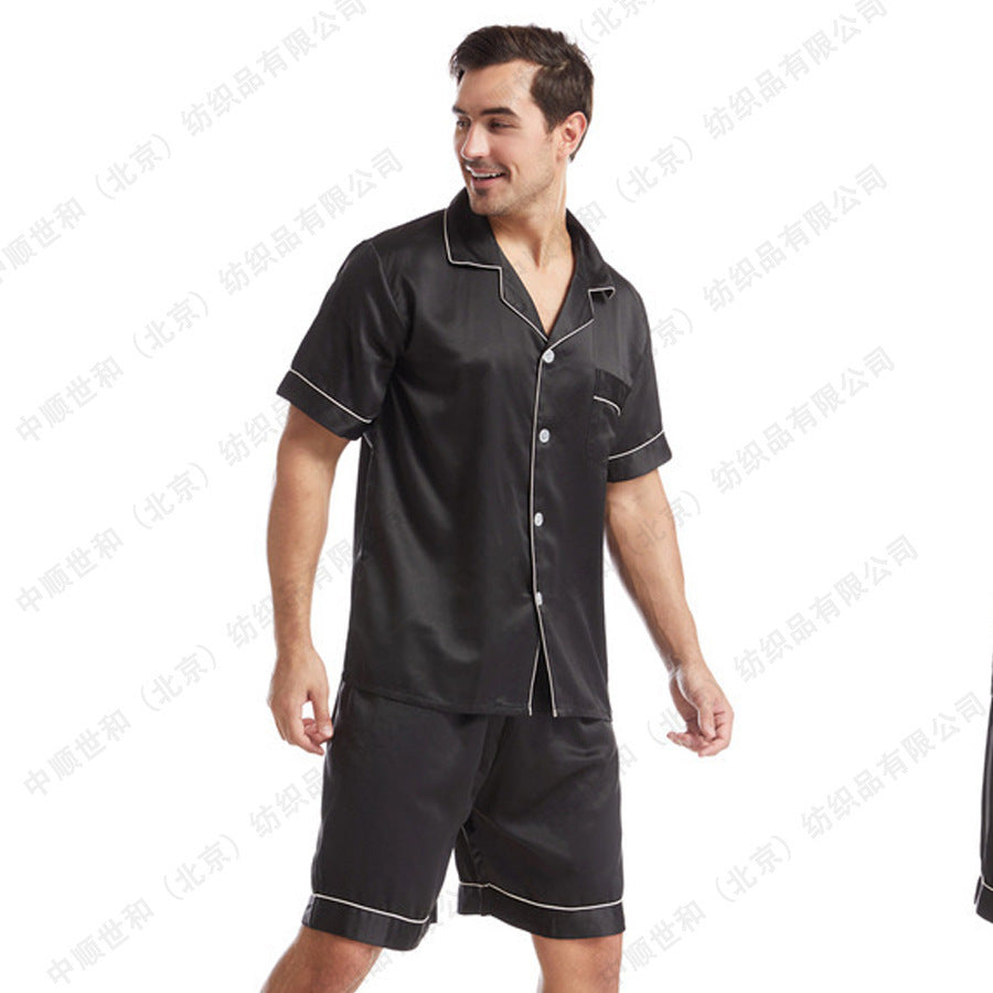 Summer Matte Satin Lapel Casual Homewear Suit Breathable Thin Short-sleeved Shorts