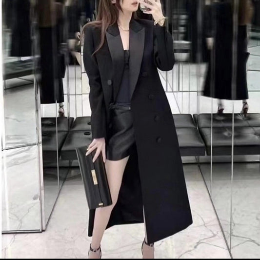 British Black High-grade Autumn Coat Coat Dress