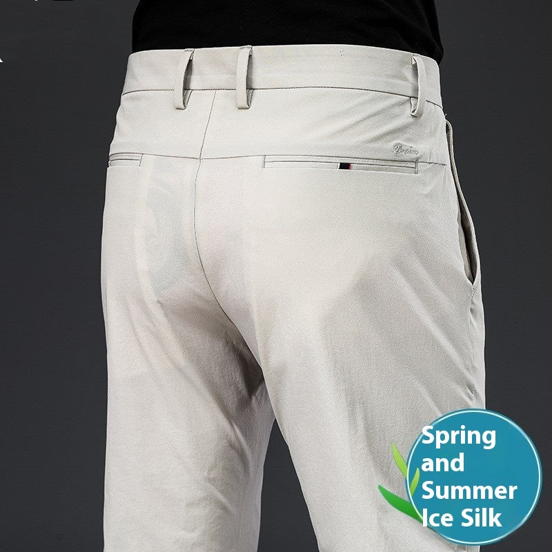 Summer Ice Silk Casual Pants Men's Thin