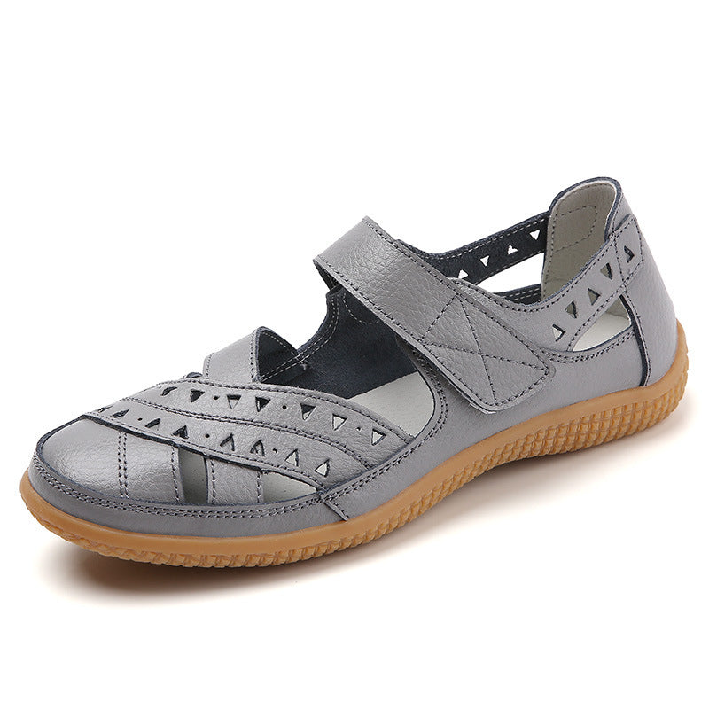 Women's Hollow Hole Leather Casual Sandals