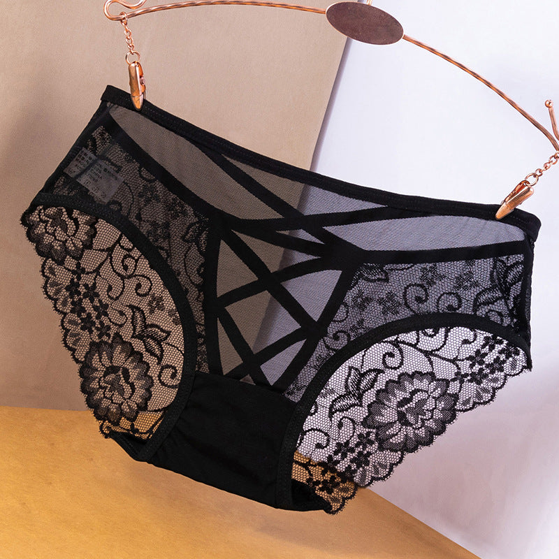 Women's Mesh Lace Low Waist Briefs