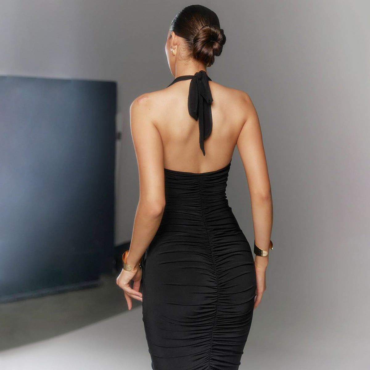 Women's Fashion V-neck Backless Lace-up Dress