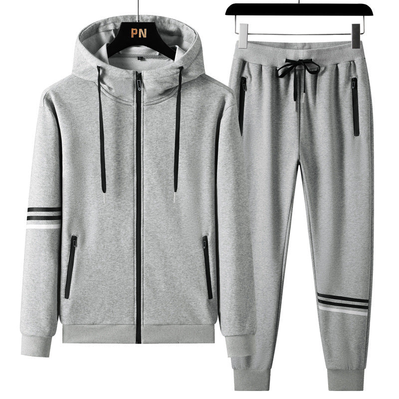 Men's Casual Sports Pure Cotton Hooded Sweater Trousers Two-piece Set